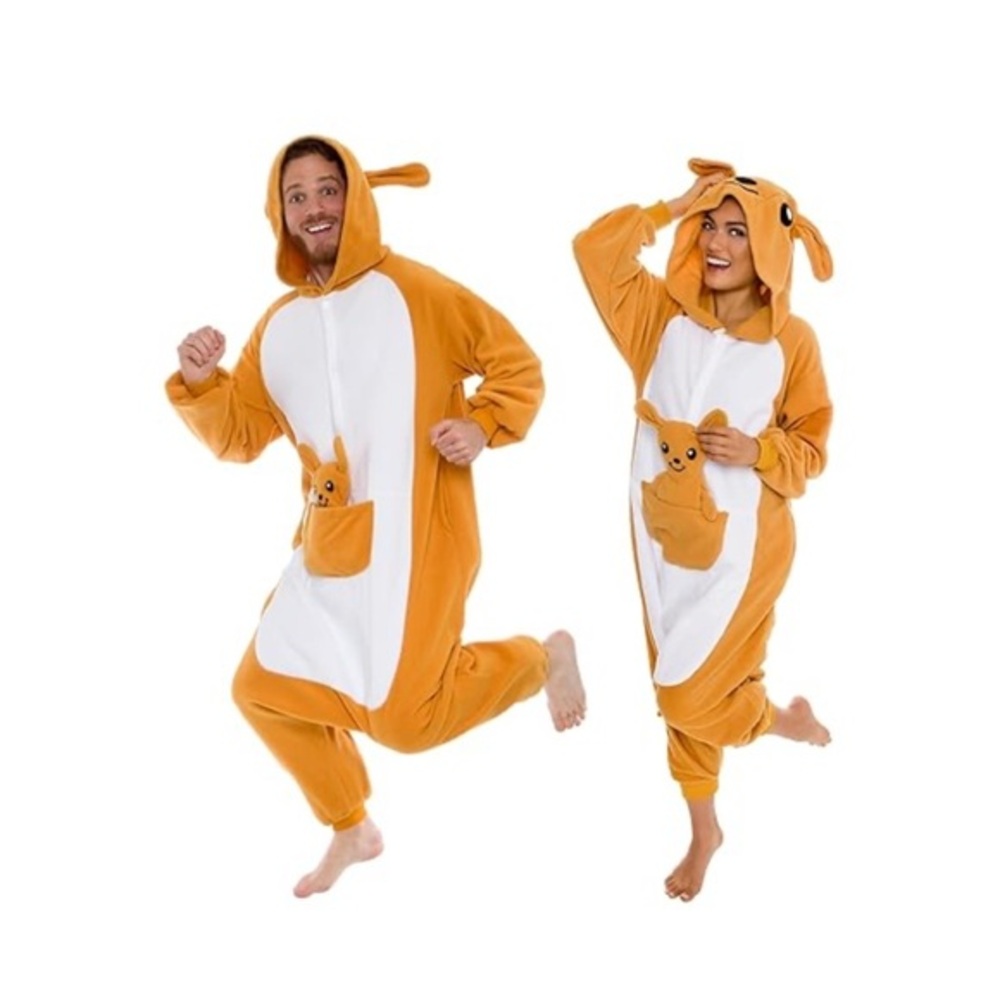 Adult kangaroo Halloween jumpsuit Costume with Hood-Large